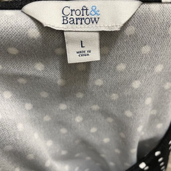 Croft & Barrow Black & White Polka Dot Blouse 3/4 Flounce Sleeve Women's Large - Picture 7 of 8